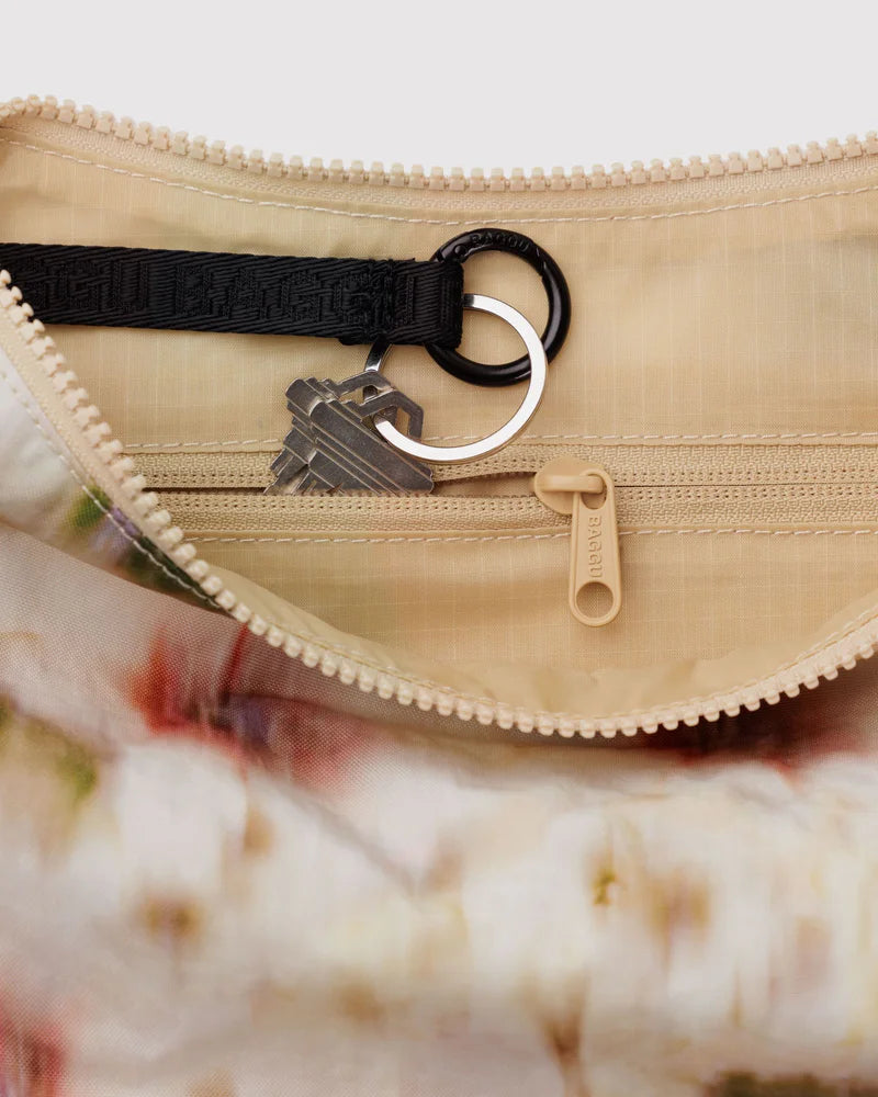 BAGGU Medium Nylon Cresent Bag Abstract Floral