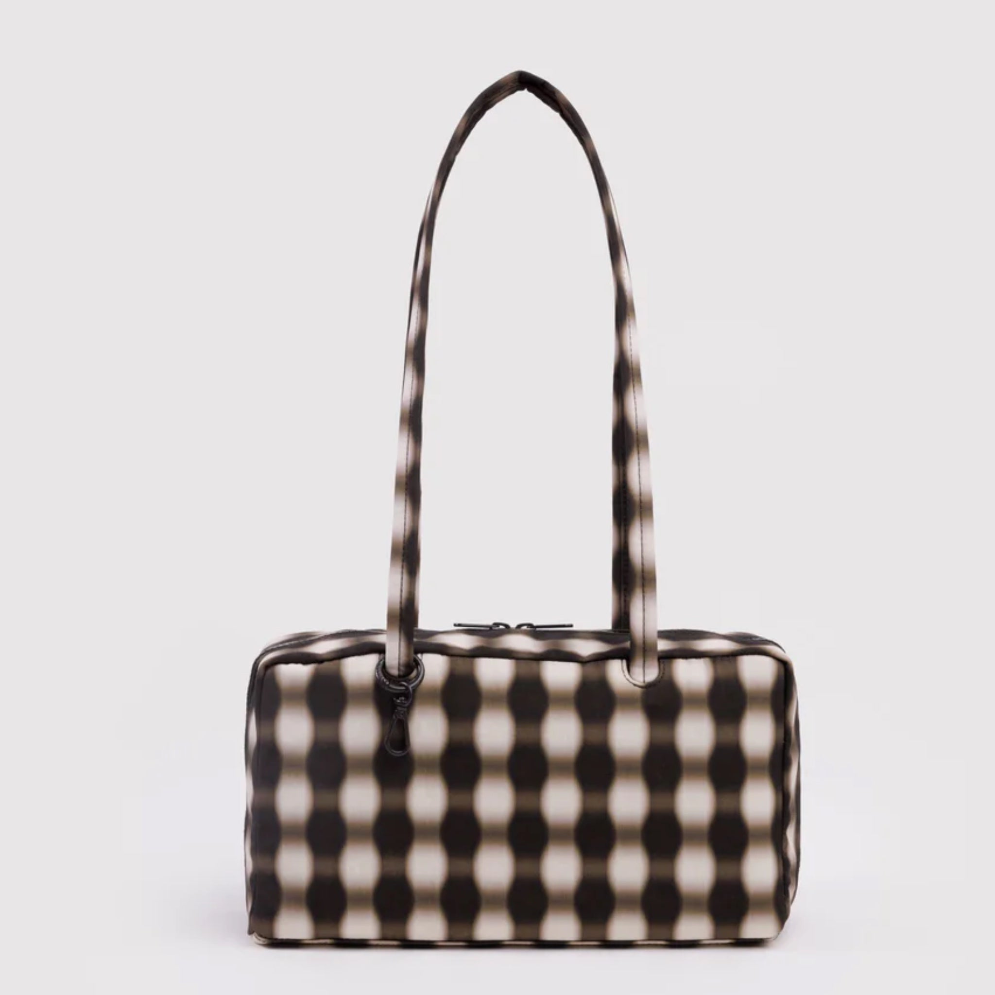 BAGGU Nylon Bowler Bag Blurred Gingham Brown
