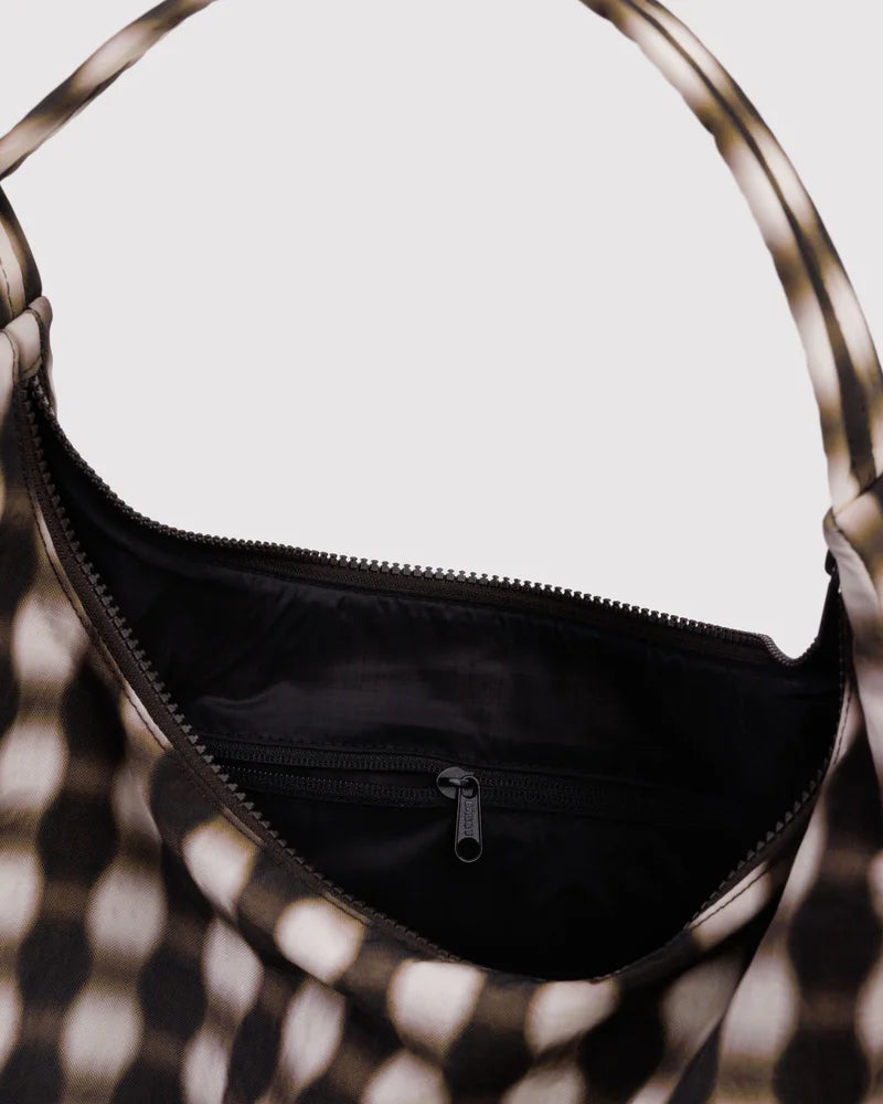 BAGGU Nylon Shoulder Bag Blurred Gingham Brown