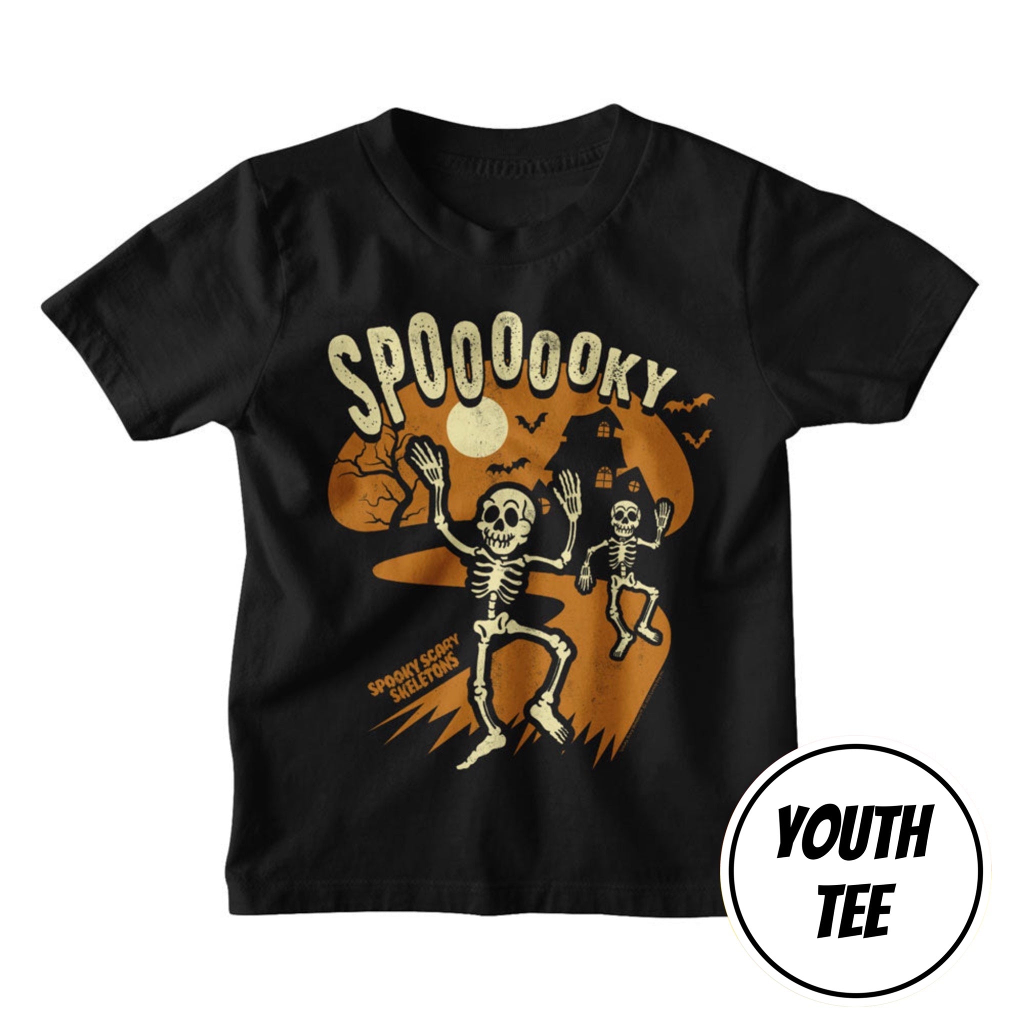 Youth Spooky Scary Skeletons Spooky Path T-Shirt