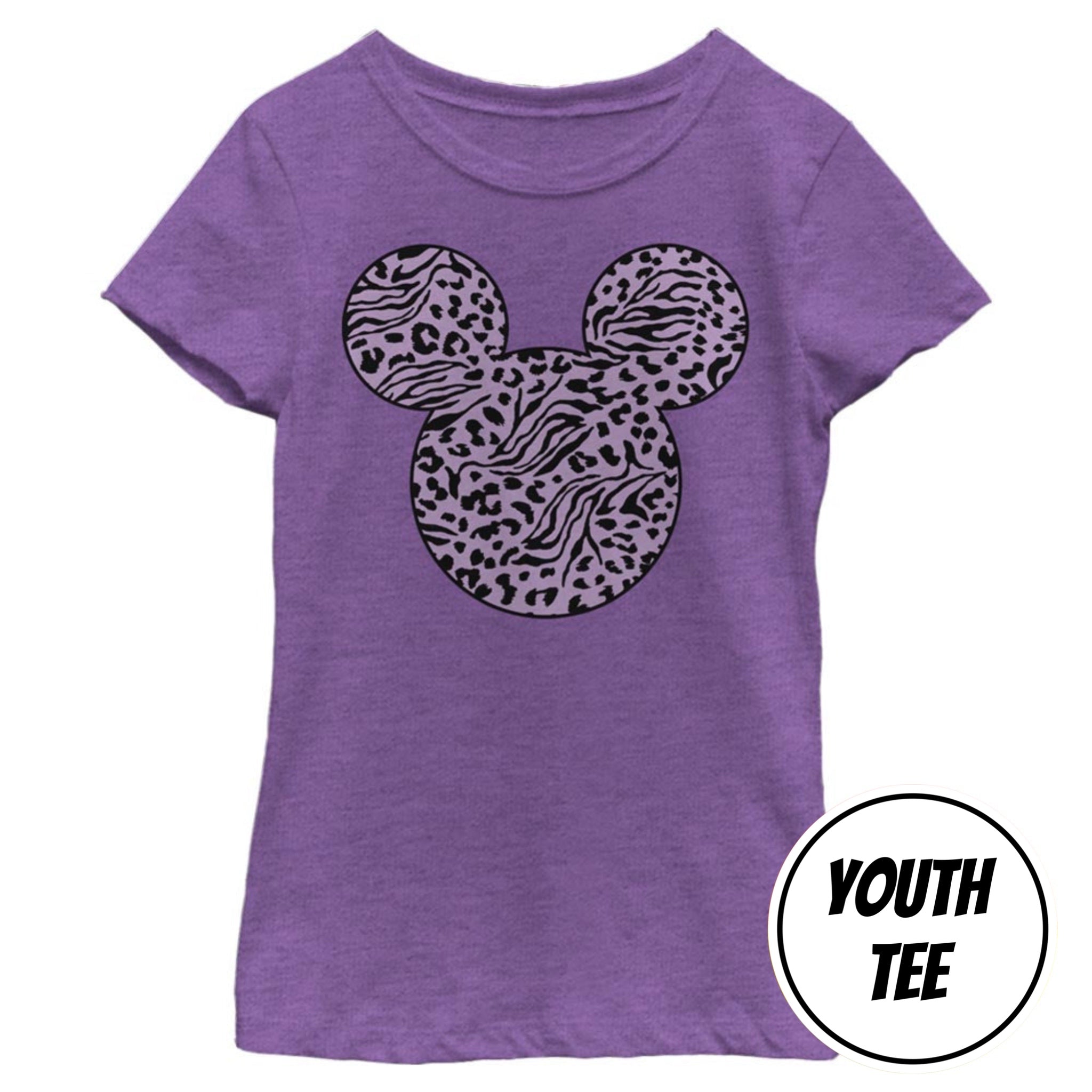 Girl's Disney Mickey Zebra Cheeta Fill T-Shirt