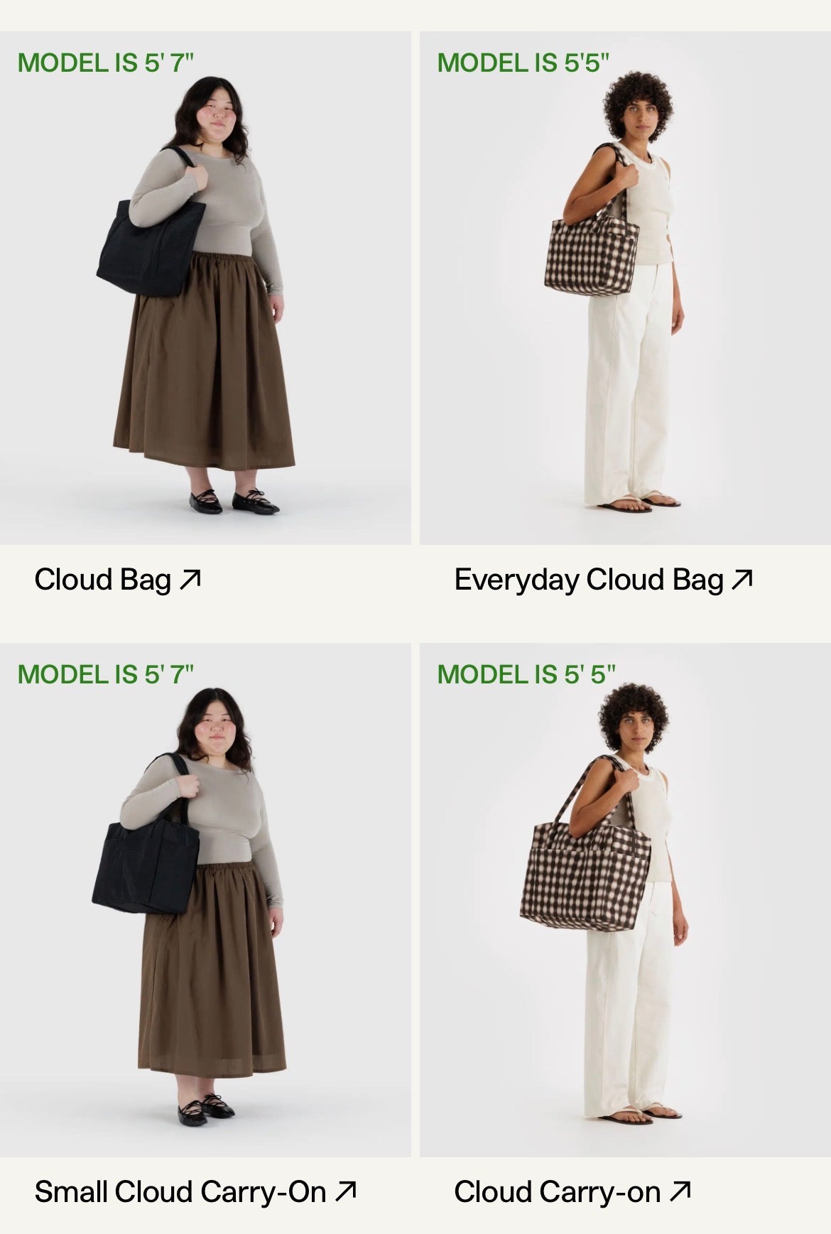 BAGGU Everyday Cloud Bag Size Chart