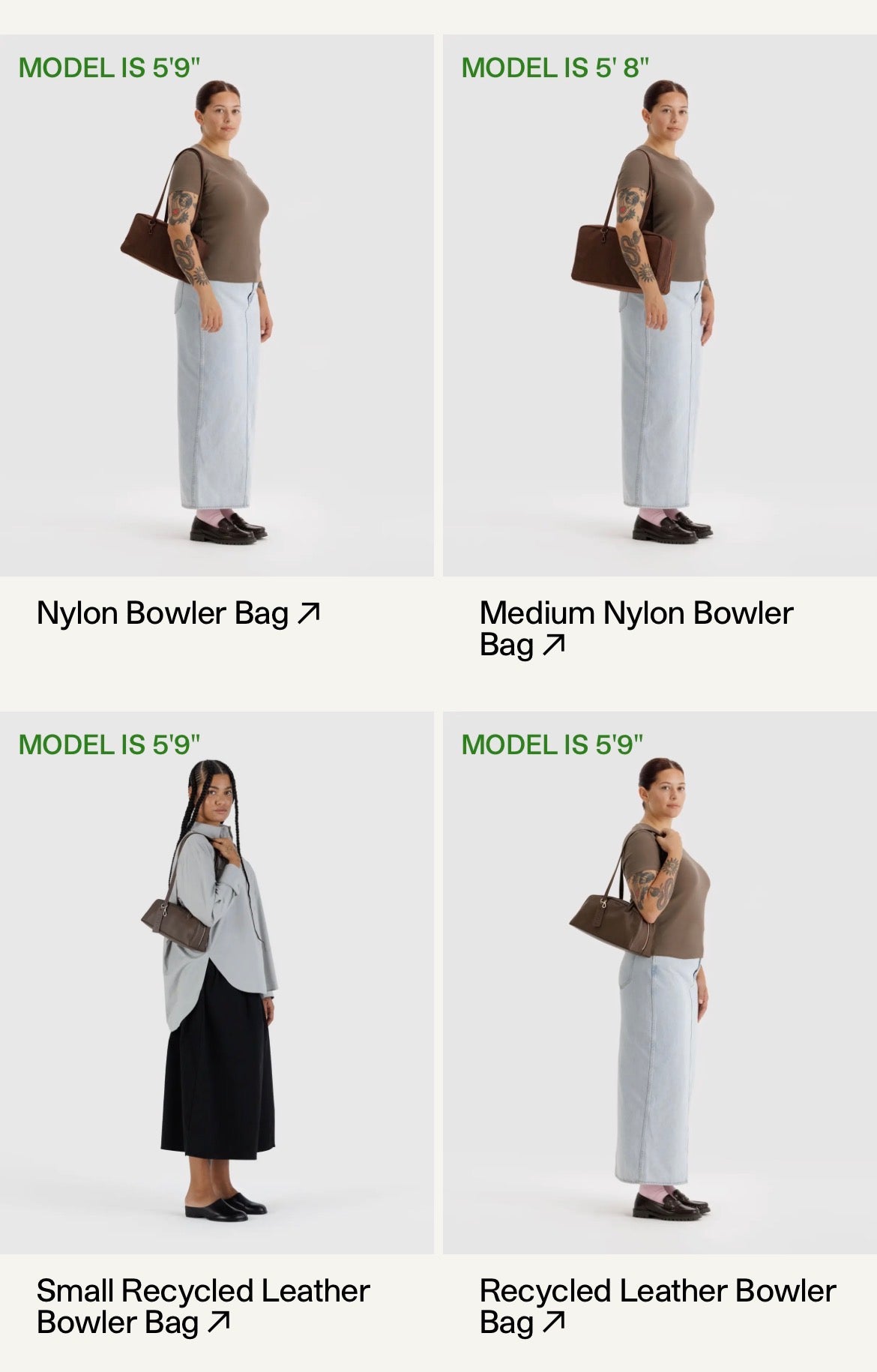 BAGGU Medium Nylon Bowler Bag Size Chart