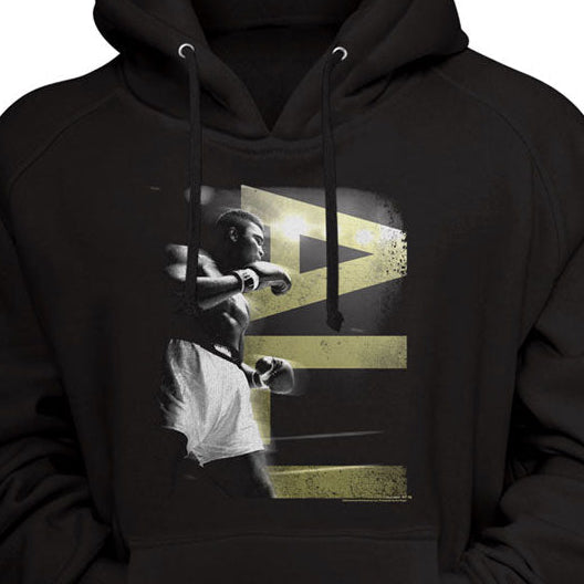 Black hoodie with graphic design on a black background