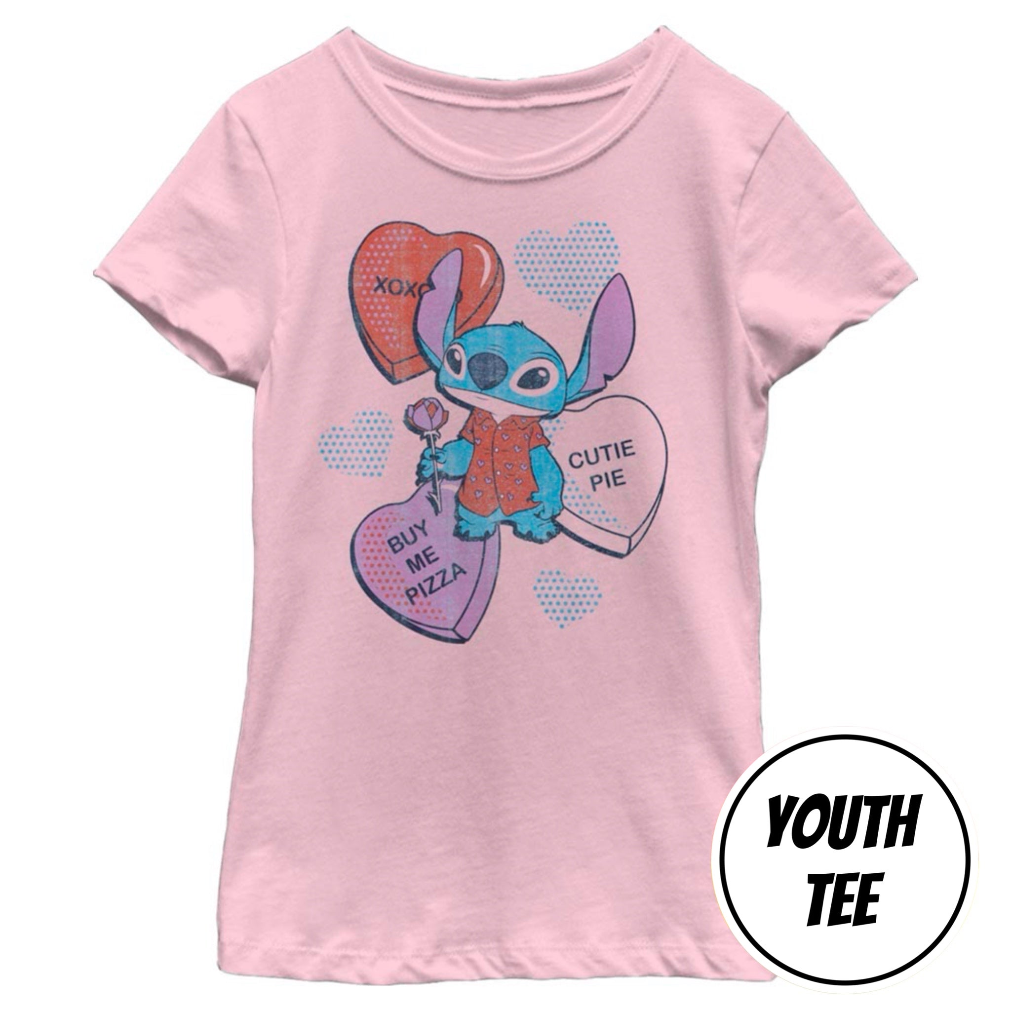 Girl's Disney Lilo and Stitch Heart Pizza T-Shirt