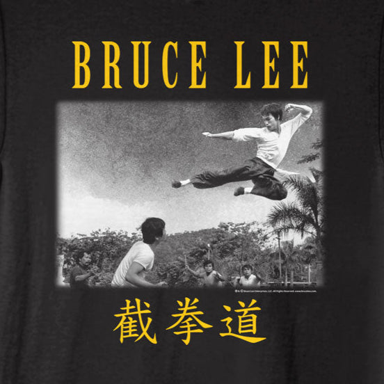 Bruce Lee Flying Kick Landscape T-Shirt