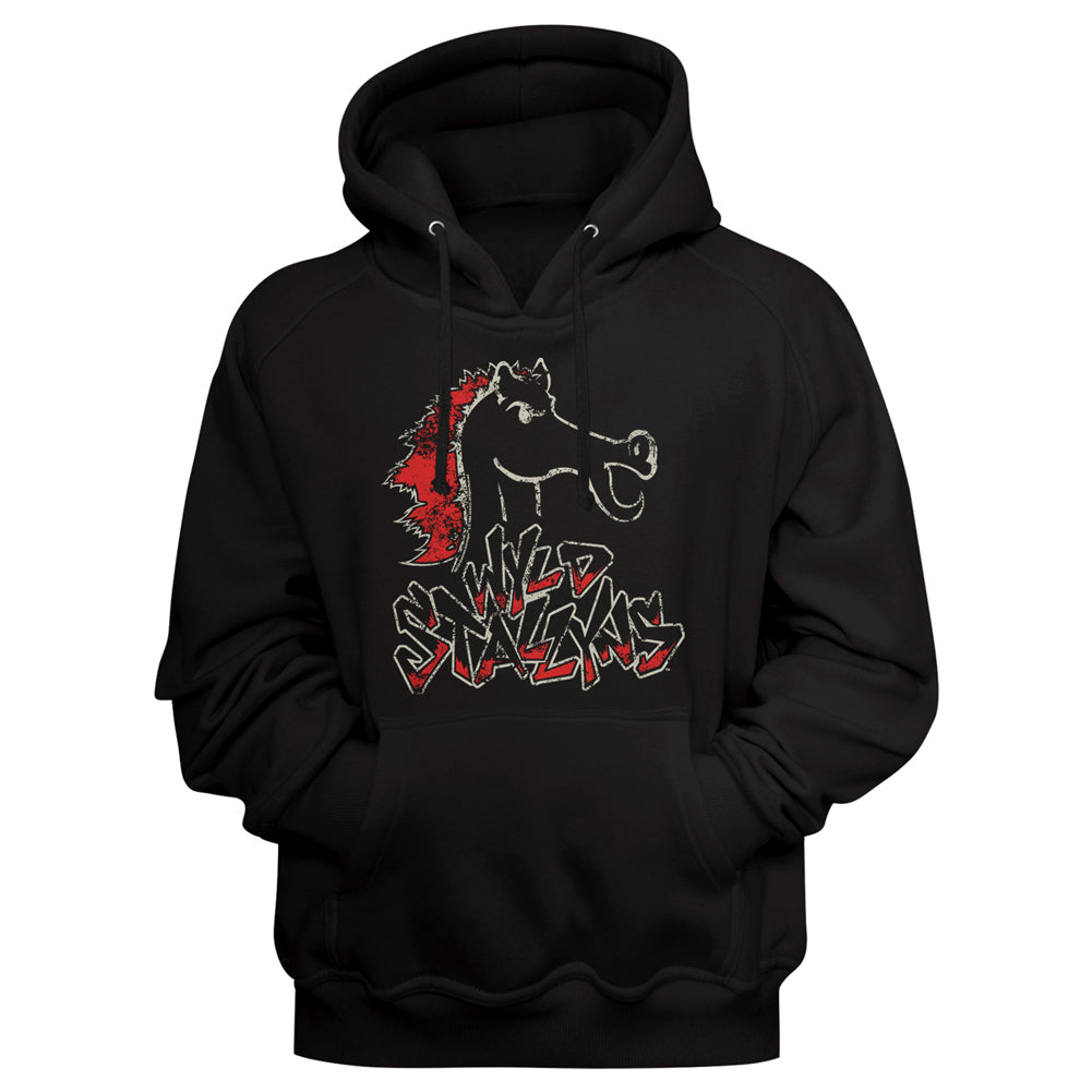 Black hoodie with a graphic design on a black background