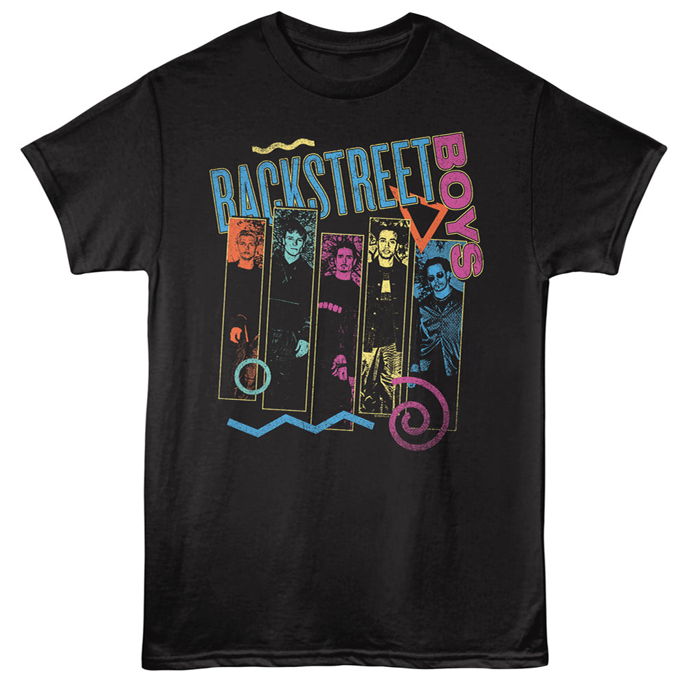 Black t-shirt with 'Backstreet Boys' graphic design on a black background