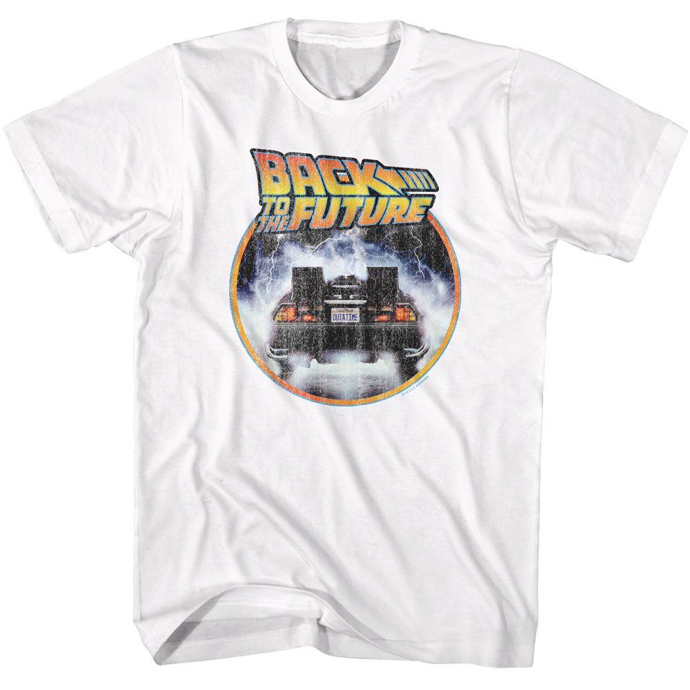 Back To The Future Logo And Car Circle T-Shirt
