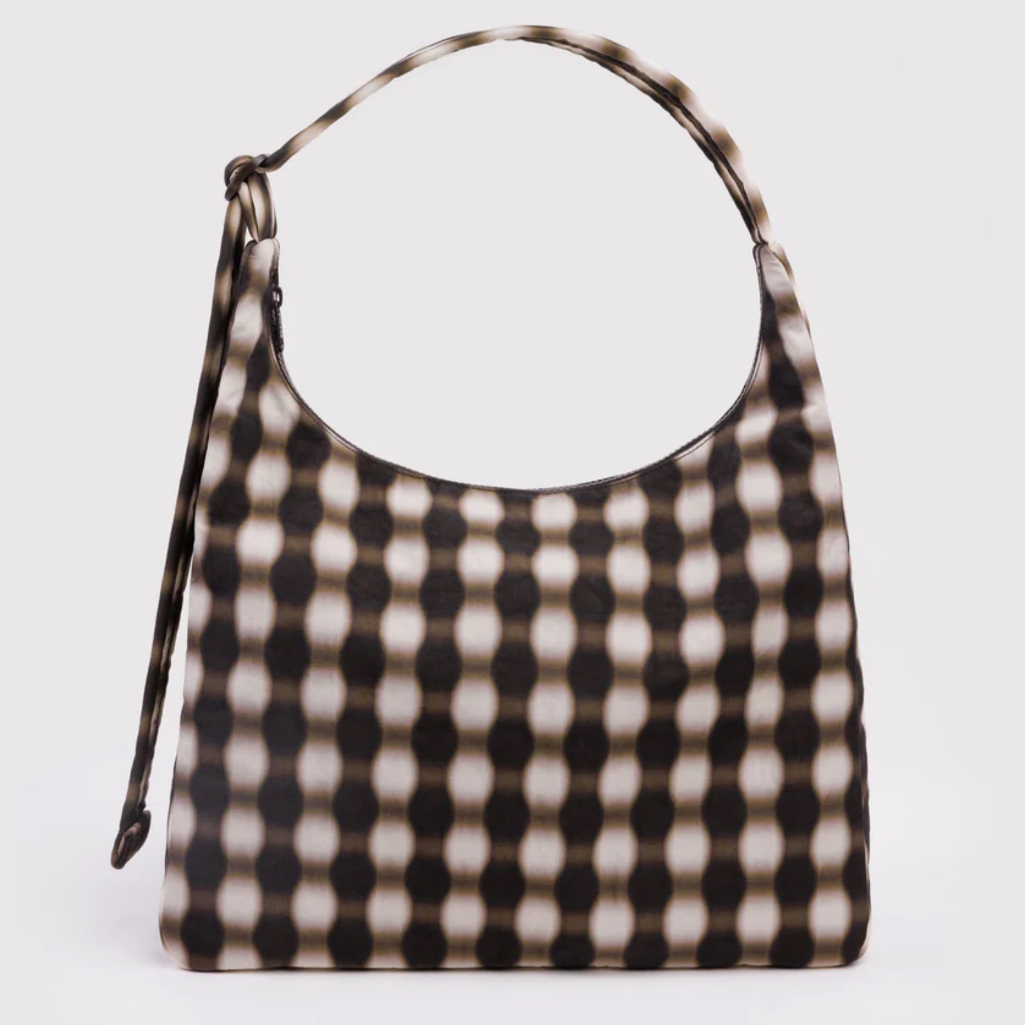 BAGGU Nylon Shoulder Bag Blurred Gingham Brown