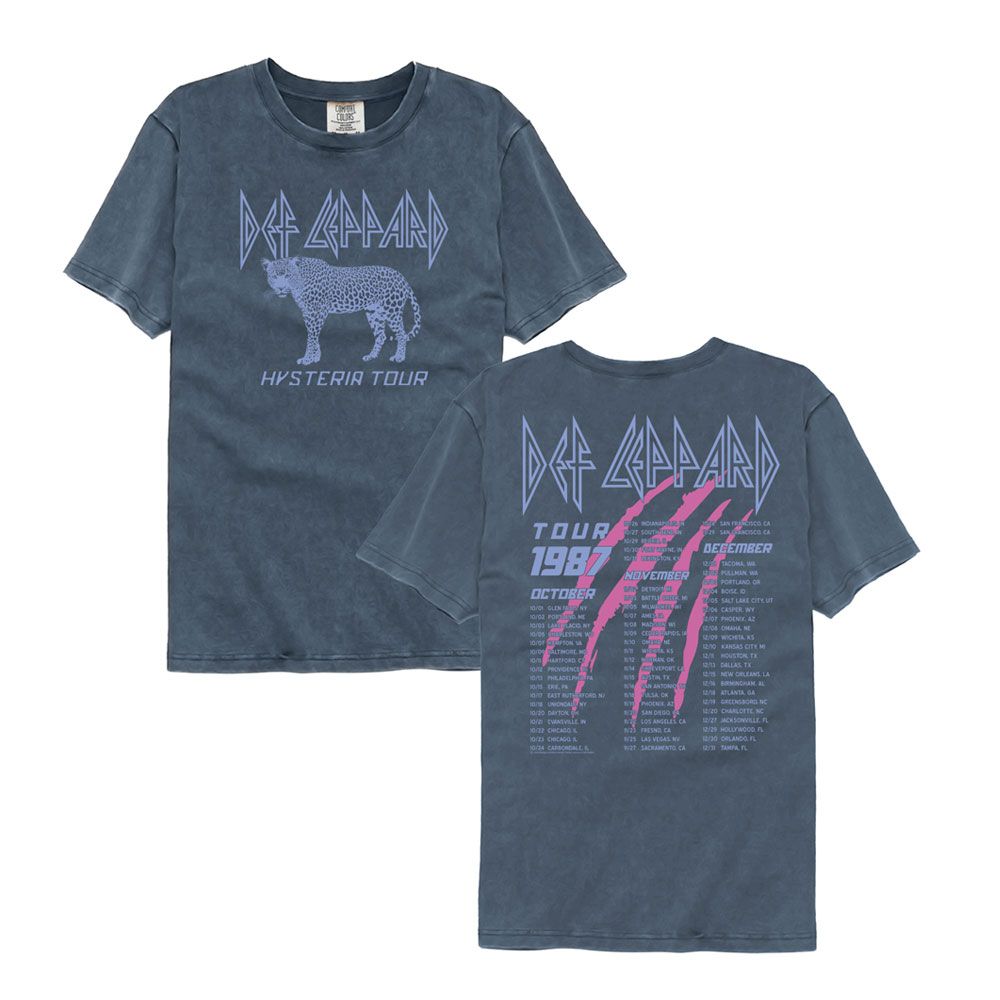 Def Leppard Hysteria Tour 1987 F B Comfort Colors T-Shirt | Blue Culture Tees