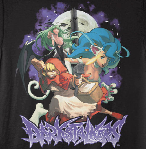 Darkstalkers Tower and Moon Background T-Shirt