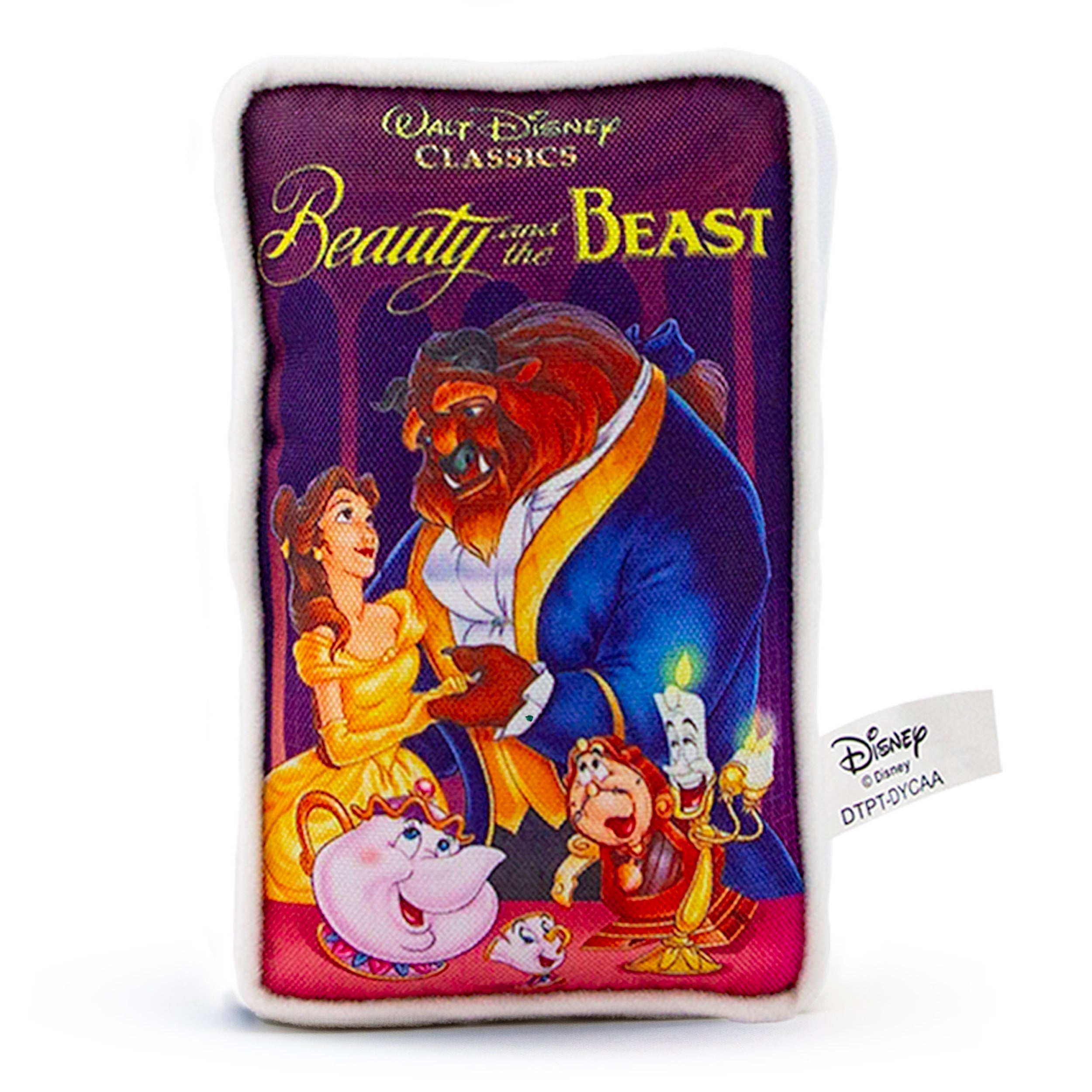 Disney Beauty and the Beast VHS Tape Replica Plush Squeaker Dog Toy