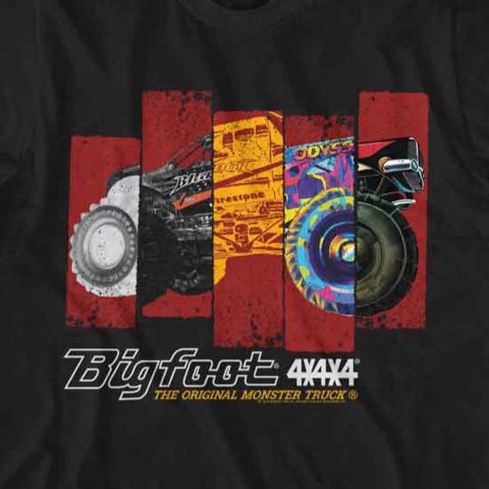 Bigfoot Monster Truck Rectangles T-Shirt | Blue Culture Tees