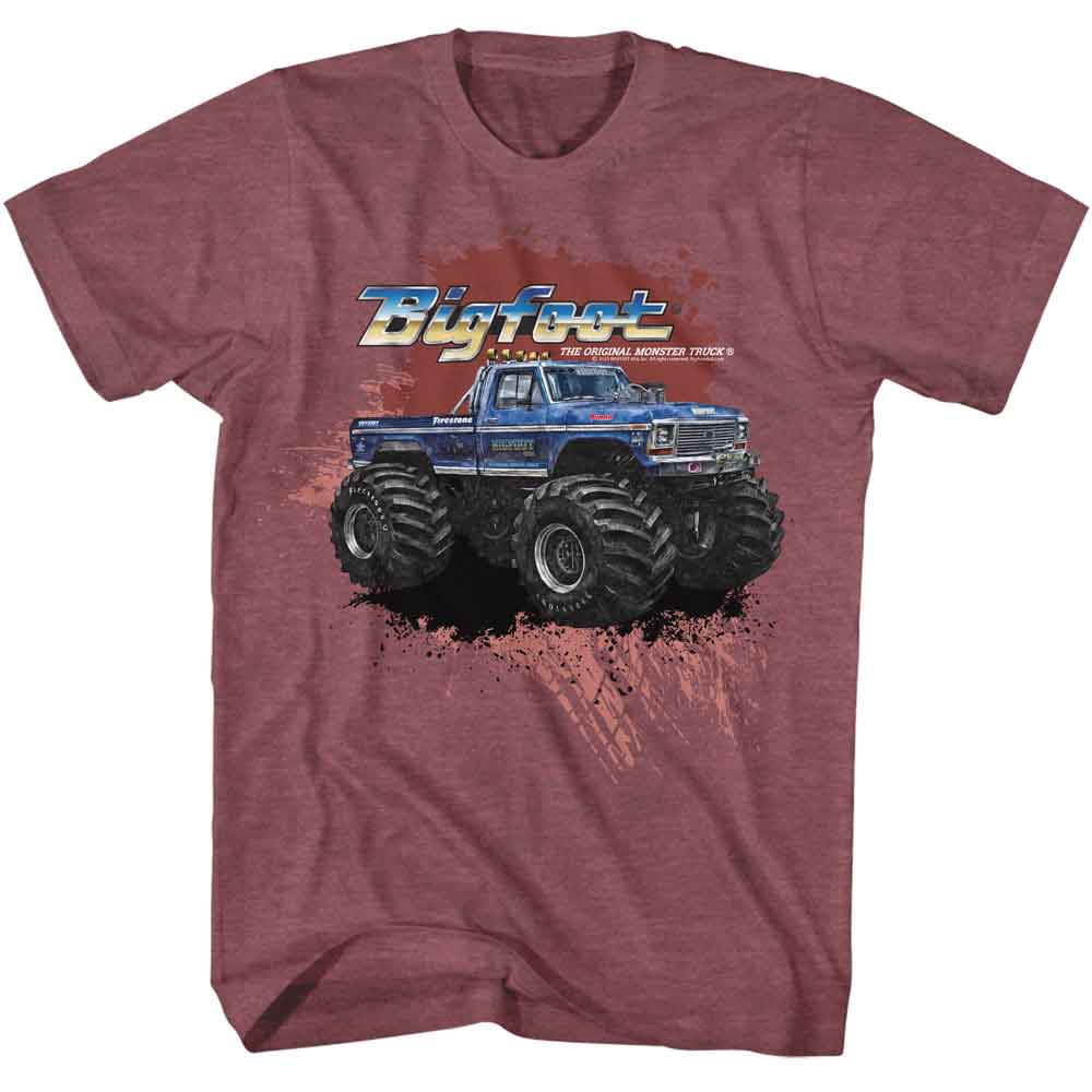 Bigfoot Monster Truck Splatter Background T-Shirt | Blue Culture Tees
