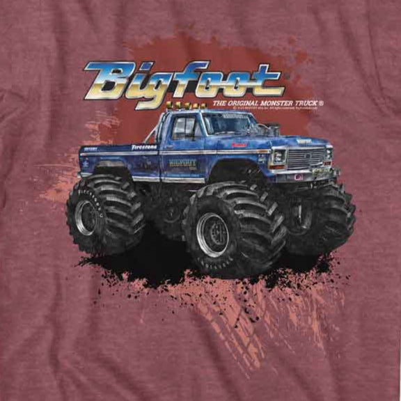 Bigfoot Monster Truck Splatter Background T-Shirt | Blue Culture Tees