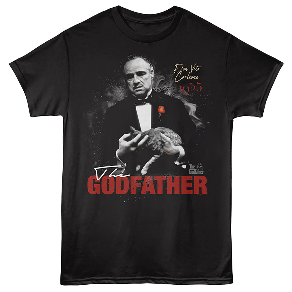 Black t-shirt with 'The Godfather' graphic design featuring Vito Corleone.