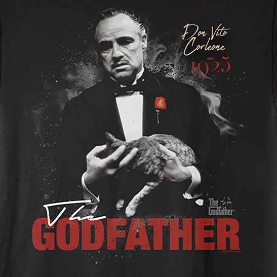 Black t-shirt with 'The Godfather' graphic design featuring Vito Corleone.