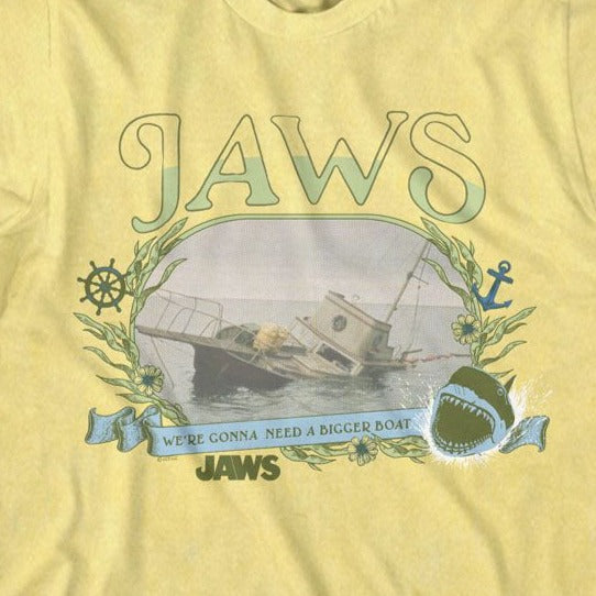 Jaws Boat Sinking Florals T-Shirt