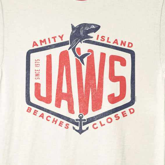 Jaws Text Based Ringer Shirt