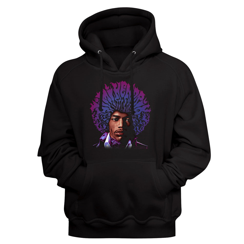 Black hoodie with a graphic design on a black background