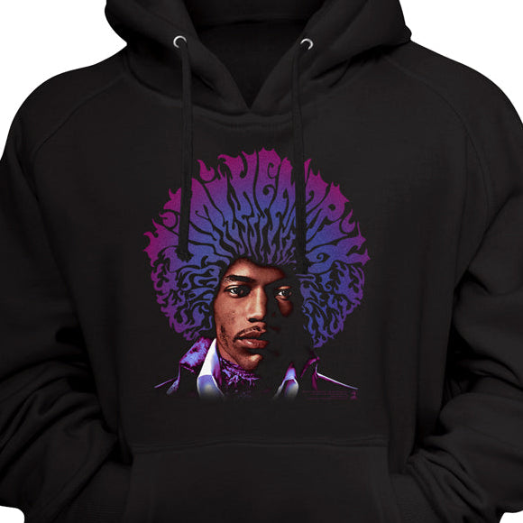 Black hoodie with a graphic design on a black background