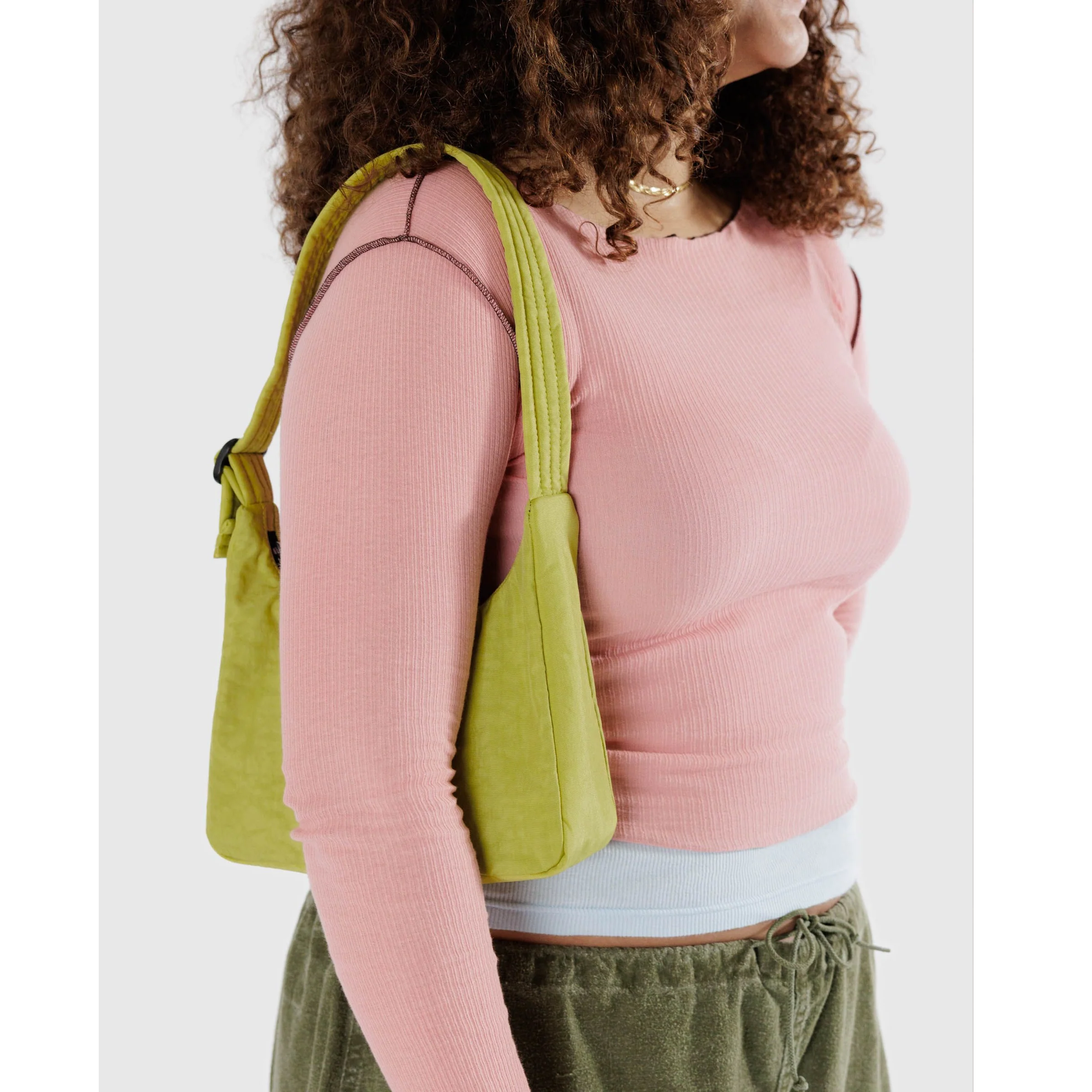 BAGGU Mini Nylon Shoulder Bag Lemongrass