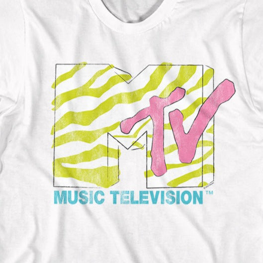 MTV Neon Zebra Logo T-Shirt