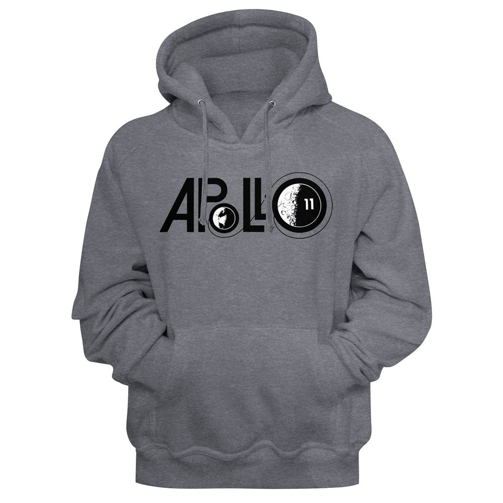 Gray hoodie with 'Apollo 11' logo on a gray background