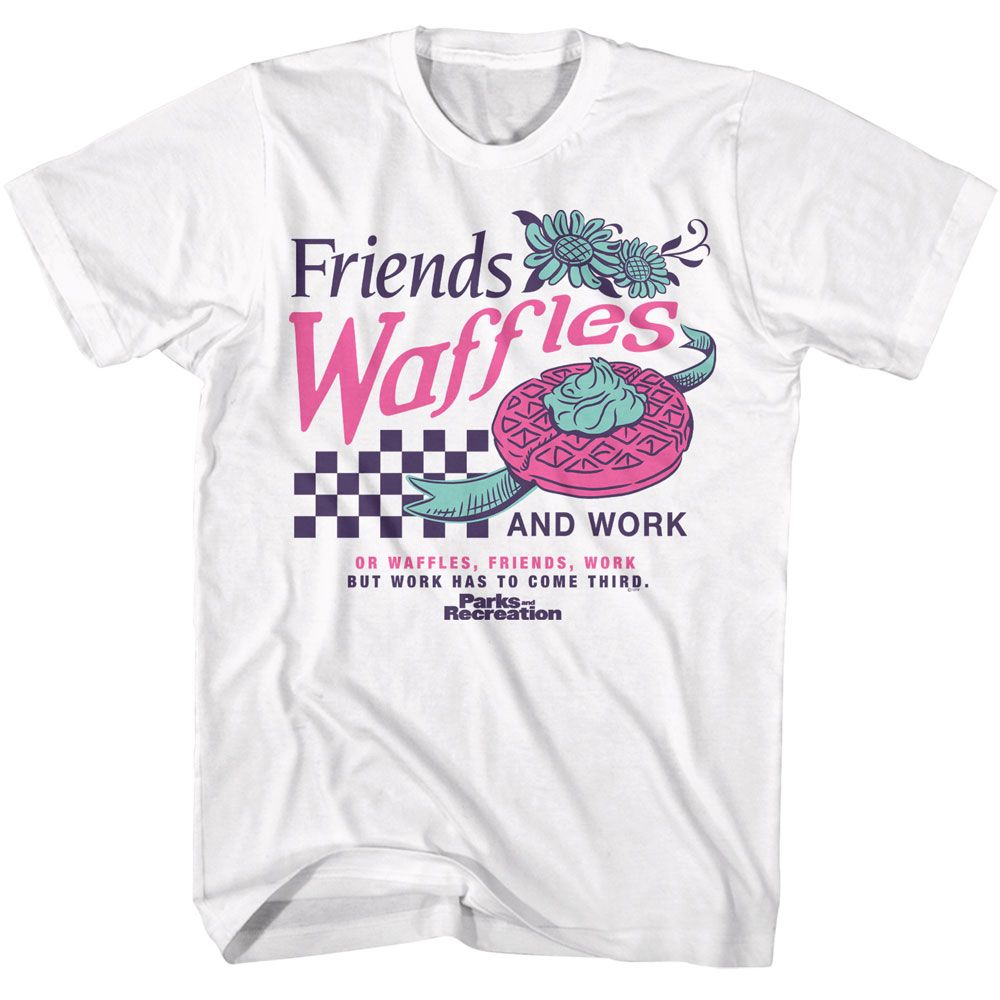 Parks And Recreation Friends Waffles Work T-Shirt | Blue Culture Tees