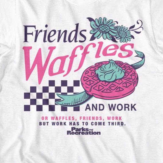 Parks And Recreation Friends Waffles Work T-Shirt | Blue Culture Tees