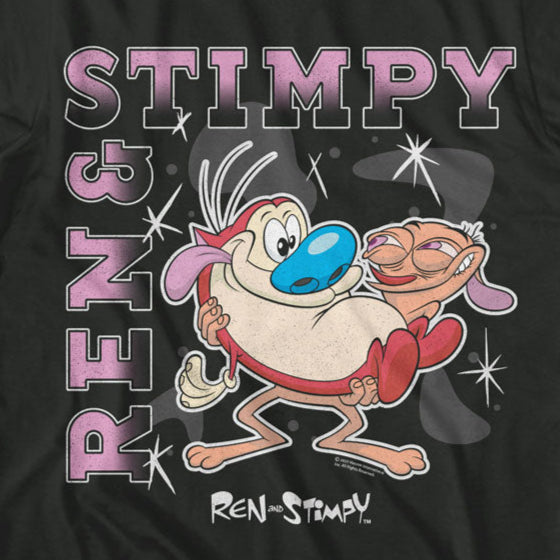 Ren And Stimpy Gradient Text Shapes and Sparkles T-Shirt