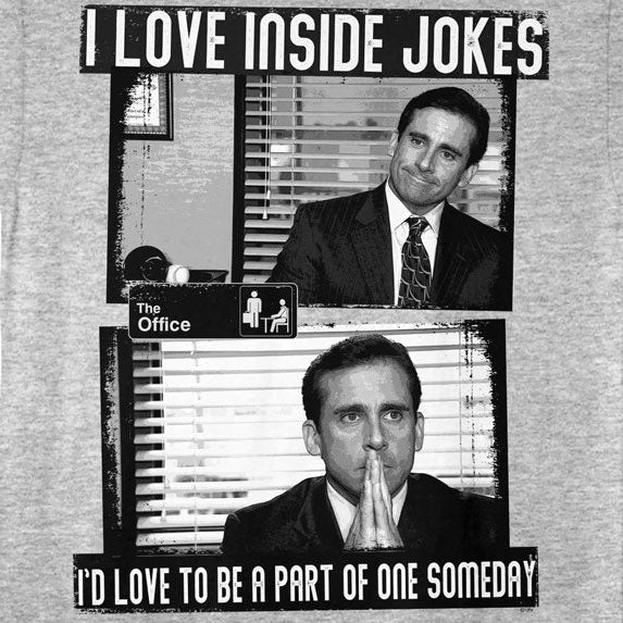 Gray t-shirt with 'The Office'-themed graphic and text on a gray background