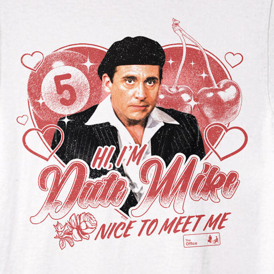 White t-shirt with a graphic of a person and text on a white background