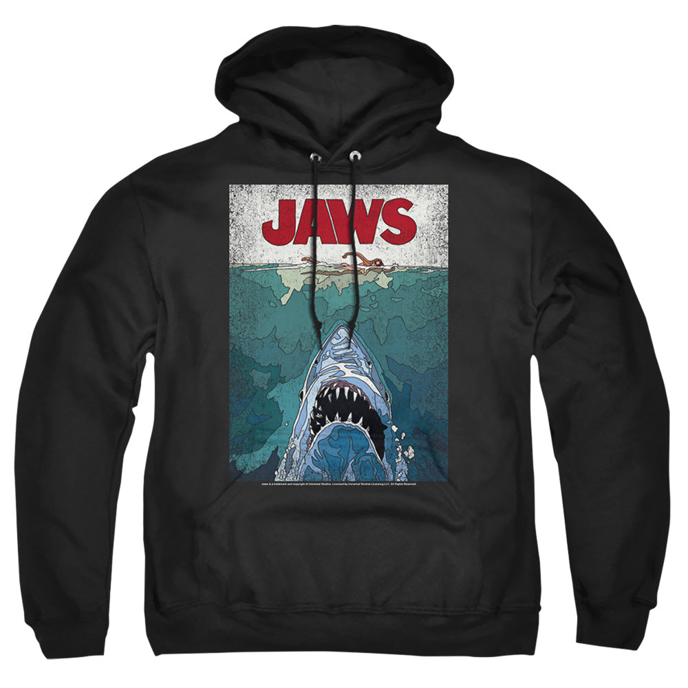 Jaws Lined Poster Pullover Hoodie | Blue Culture Tees
