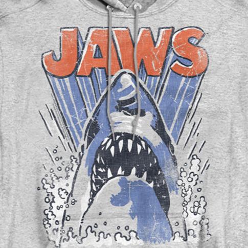 Jaws Comic Splash Heather Pullover Hoodie | Blue Culture Tees