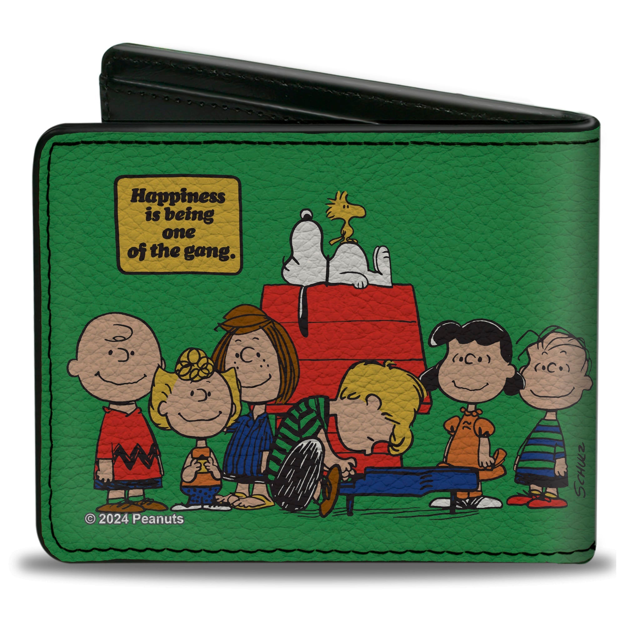 Bi-Fold Wallet - Peanuts Gang HAPINESS IS BEING ONE OF THE GANG Group Pose Green