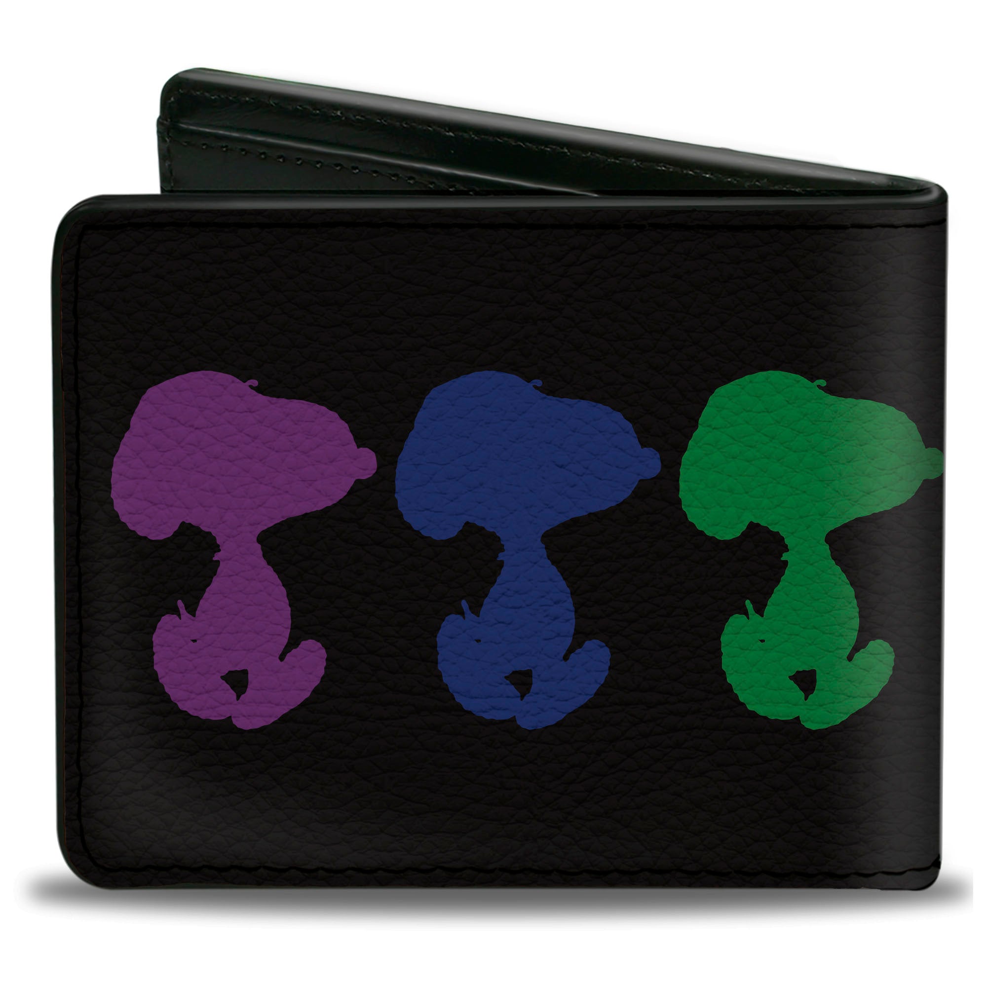 Bi-Fold Wallet - Peanuts Snoopy Silhouette Pose Black/Rainbow Multi Color