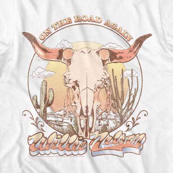 Willie Nelson Road Again Skull T-Shirt | Blue Culture Tees