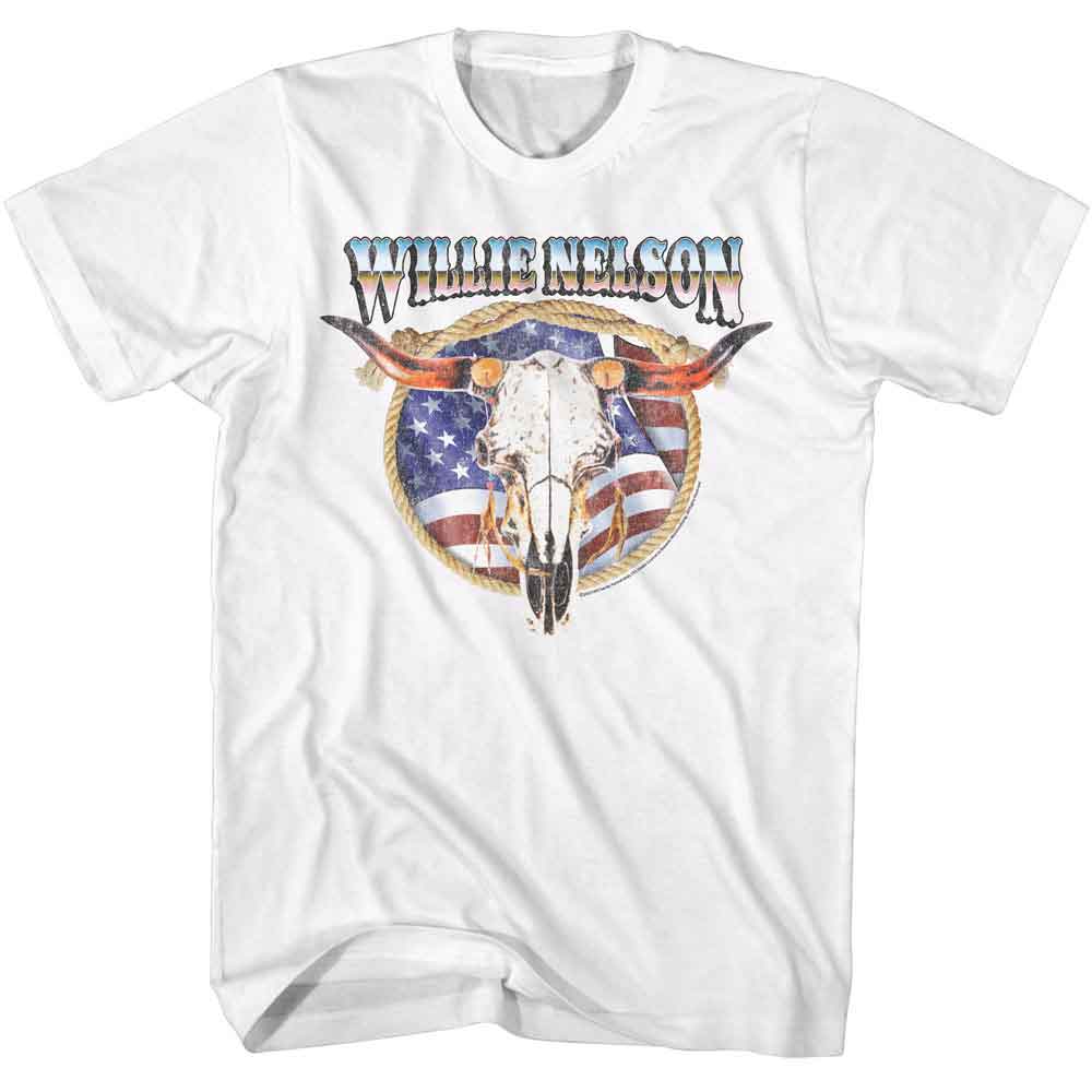 Willie Nelson Cow Skull And Lasso T-Shirt | Blue Culture Tees