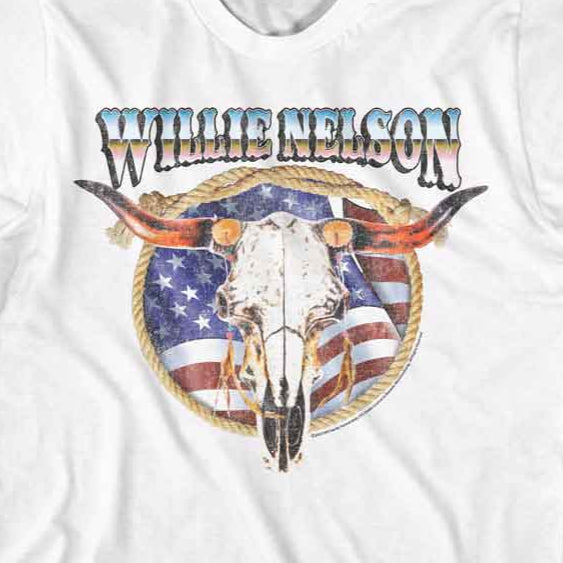 Willie Nelson Cow Skull And Lasso T-Shirt | Blue Culture Tees