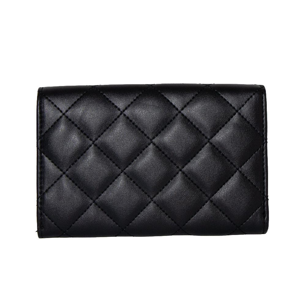 Disney Signature D Logo Gold Enamel Quilted Fold Over Wallet