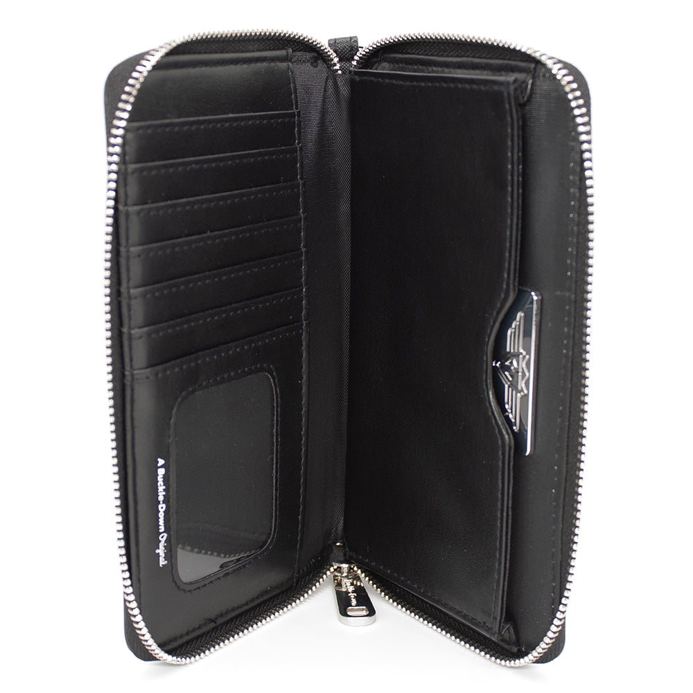 Disney Signature D Logo Embossed Zip Around Wallet | Blue Culture Tees