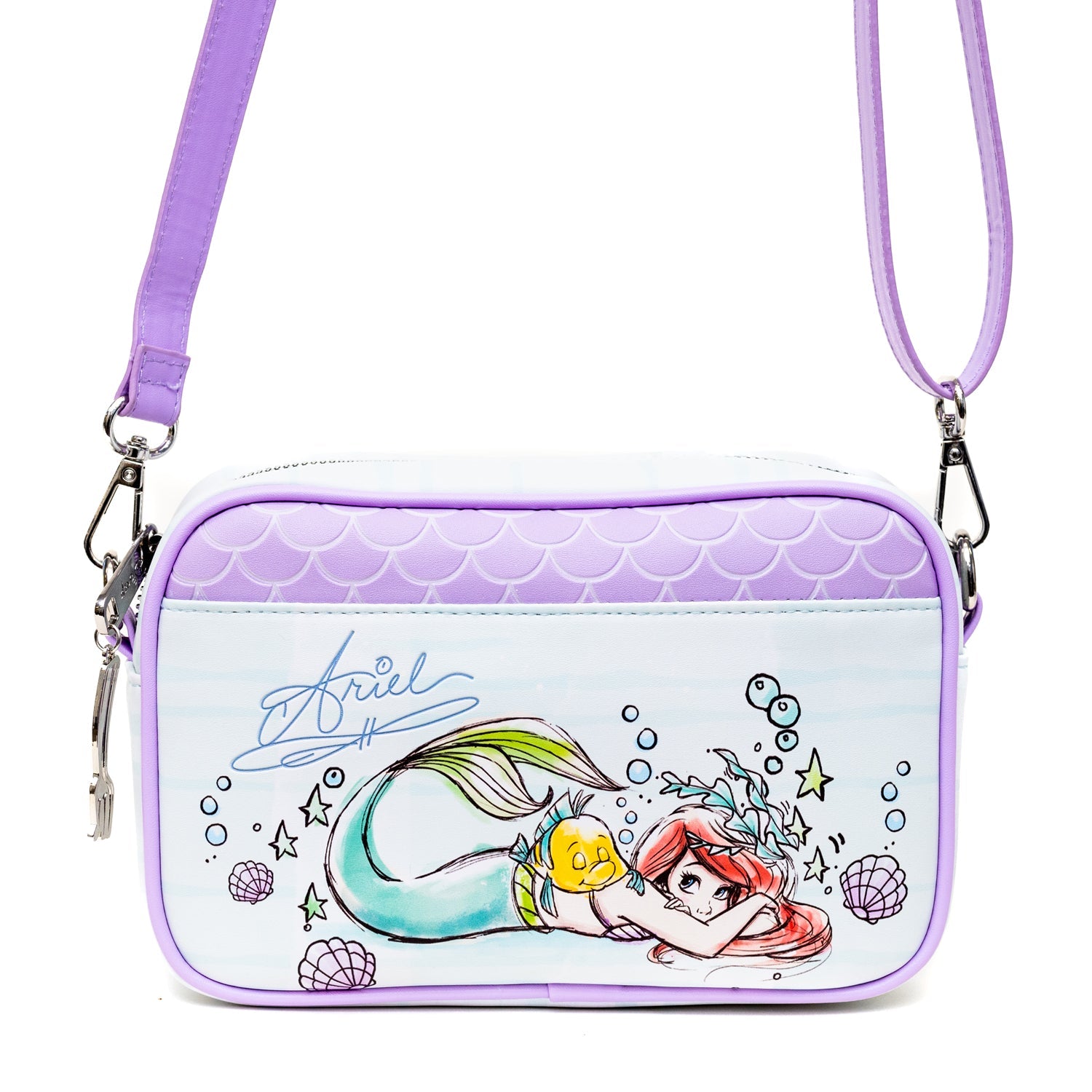 Disney The Little Mermaid Ariel Sebastian and Flounder Poses Crossbody Bag