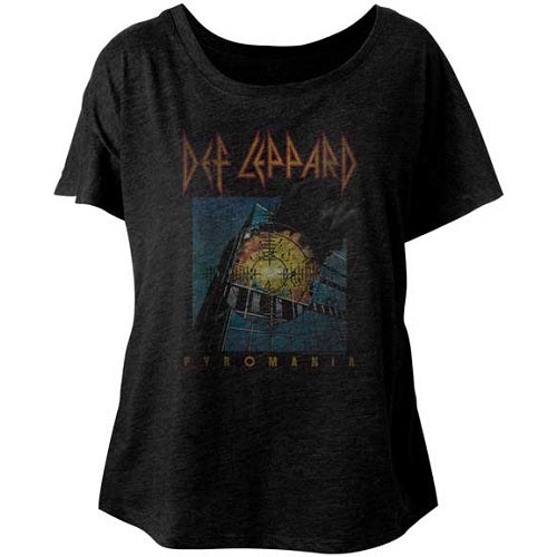 Junior's Def Leppard Faded Pyromania Dolman T-Shirt