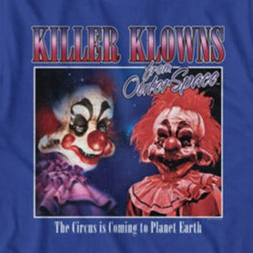 Aliens who look like clowns come from outer space and terrorize a small town.