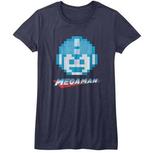 WOMEN'S MEGA MAN MEGAFACE TEE - Blue Culture Tees