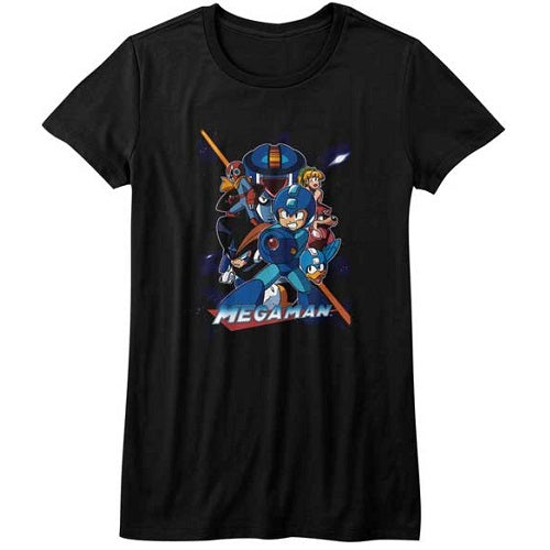 Junior's Mega Man Collage Orange Beam T-Shirt