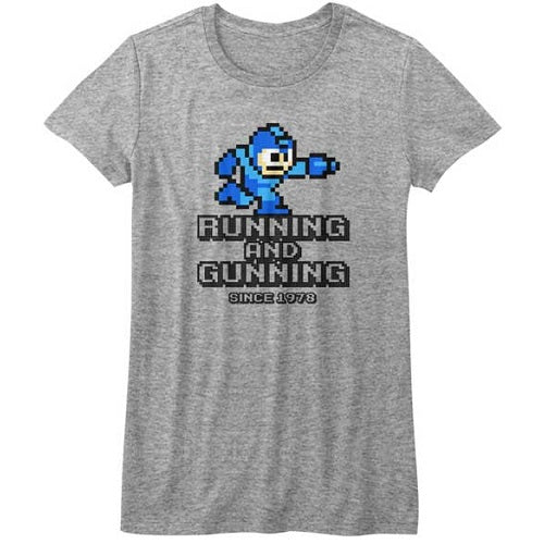 WOMEN'S MEGA MAN RUNNING AND GUNNING TEE - Blue Culture Tees
