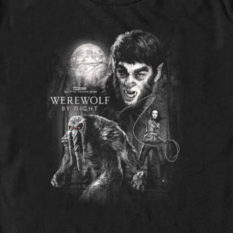 Men's Marvel Werewolf by Night Moon Werewolf Poster T-Shirt
